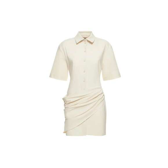 NWT JACQUEMUS Off-White Le Raphia 'La Robe Camisa' Minidress Size FR 42 (US 10) - Picture 2 of 10